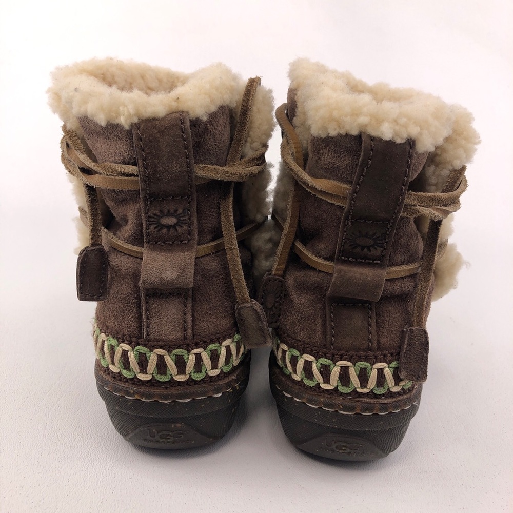 UGG Cove Brown Leather Winter Ankle Boots 7 - Picture 6 of 12
